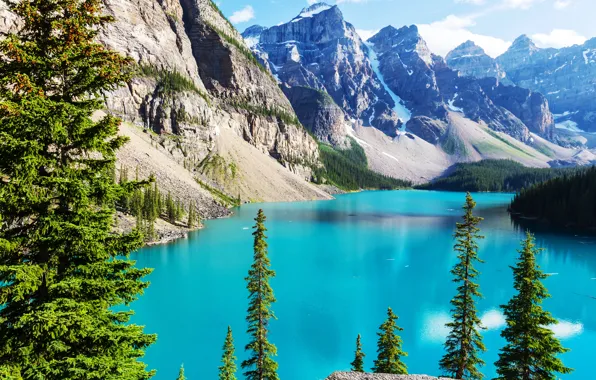 Picture forest, lake, Canada, landscape, lake, Banff National park, Moraine