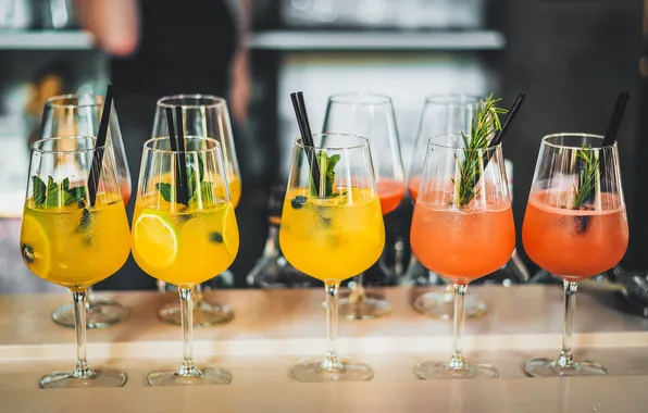 Glasses, drinks, cocktails