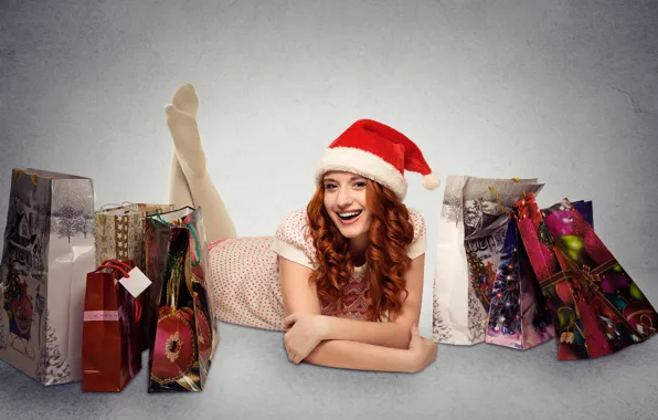 Picture look, girl, red, smile, background, mood, holiday, gift