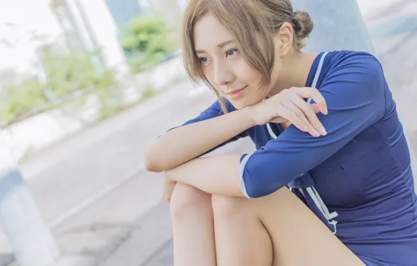Smile, legs, Oriental girl, Alex Chen
