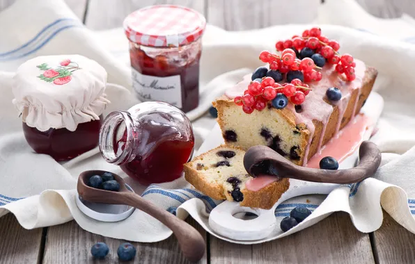 Picture berries, still life, jam, cupcake
