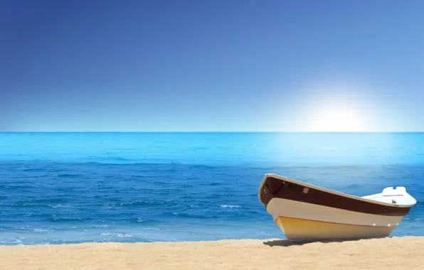 Sand, beach, water, boat