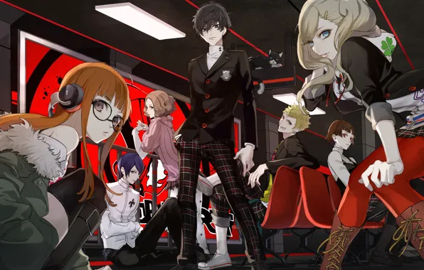 Picture girl, anime, art, characters, the guy, Persona