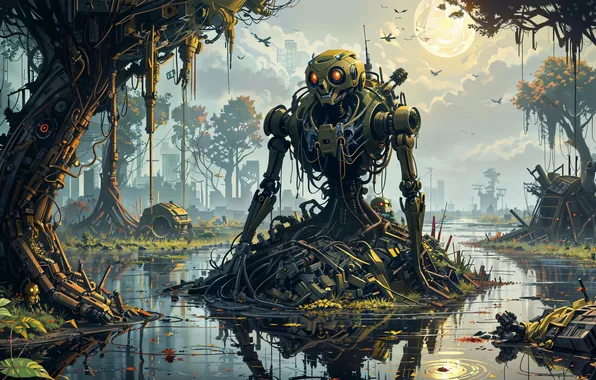 Apocalypse, robot, ruins