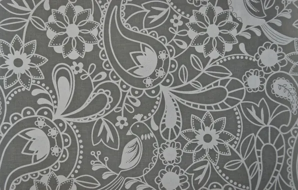 Picture flowers, grey, background, pattern, Paisley