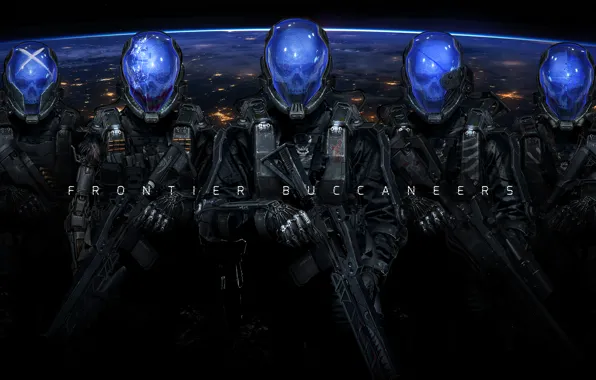 Picture weapons, fiction, the suit, soldiers, skull, helmet, cyborg, cyberpunk