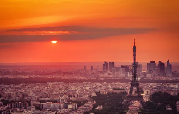 Picture sunset, the city, Paris