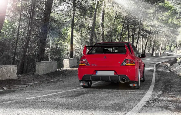 Road, red, Mitsubishi, red, Evo, Mitsubishi, evolution