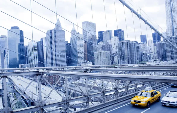 Bridge, the city, skyscrapers, USA, USA, America, New York, New York City