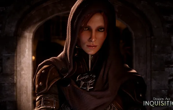 Picture girl, hood, dragon age inquisition, Leliana