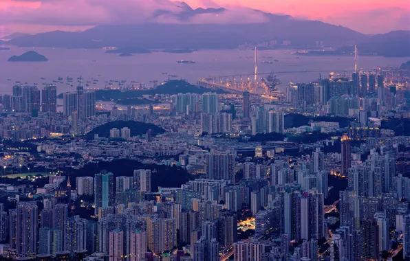 Picture city, night, hongkong