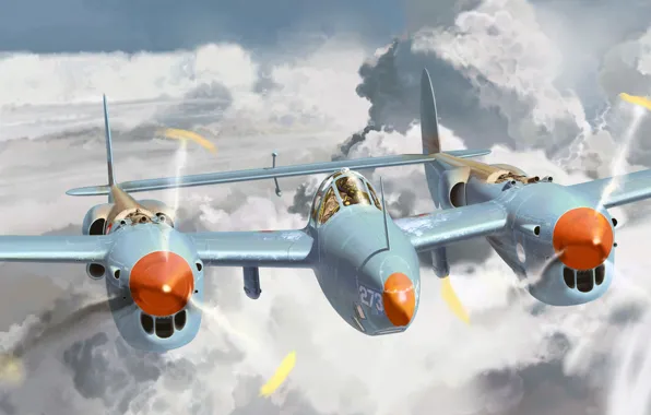 Figure, art, Lightning, Lockheed, UNITED STATES AIR FORCE, P-38, American heavy fighter, reconnaissance aircraft