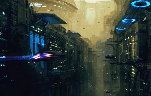 City, art, Sci-Fi, metropolis