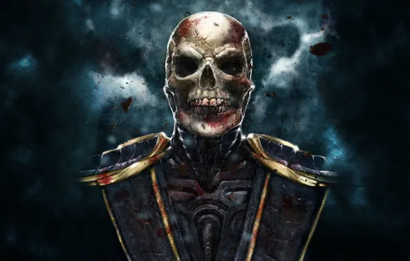 Picture the dark background, skull, skeleton, Scorpio, scorpion, mortal kombat, without a mask