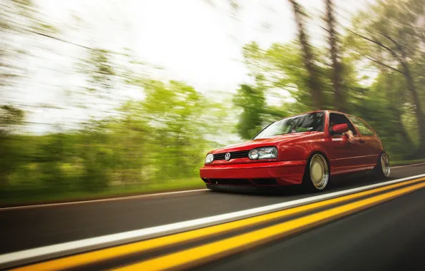 Road, red, speed, volkswagen, red, Golf, golf, Volkswagen