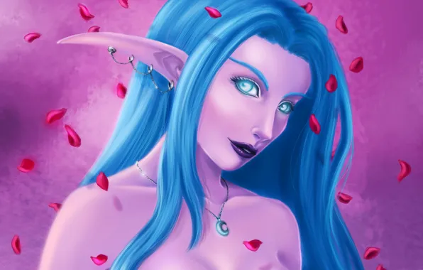 Look, decoration, background, fiction, hair, petals, art, elf