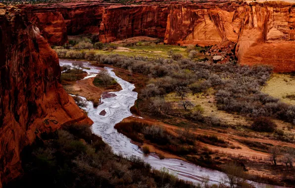 Picture river, canyon, Arizona, Canyon De Chelly