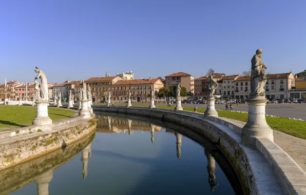 Picture area, Italy, channel, sculpture, the bridge, Prato della Valle, Padova