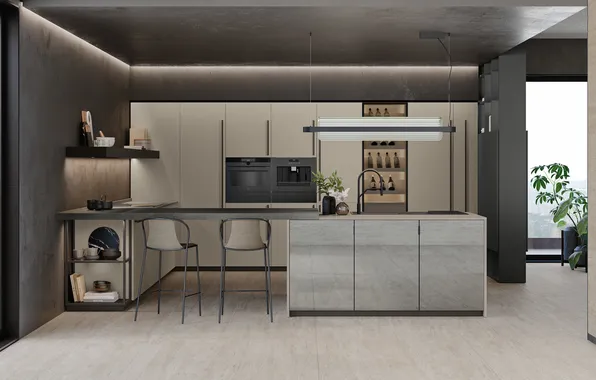 Style, Villa, interior, Italy, kitchen, dining room, dining area, Italian design