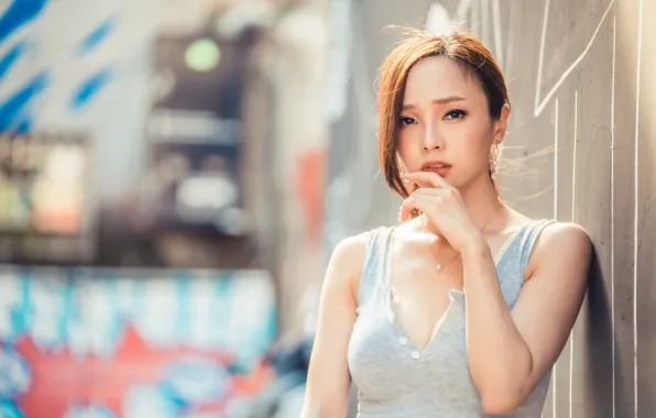 Look, girl, Asian, bokeh