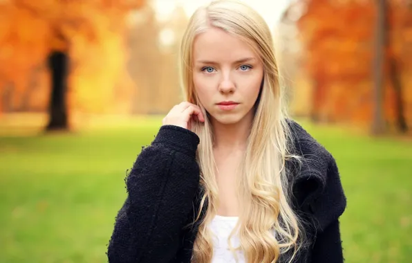 Autumn, look, girl, hair, blonde