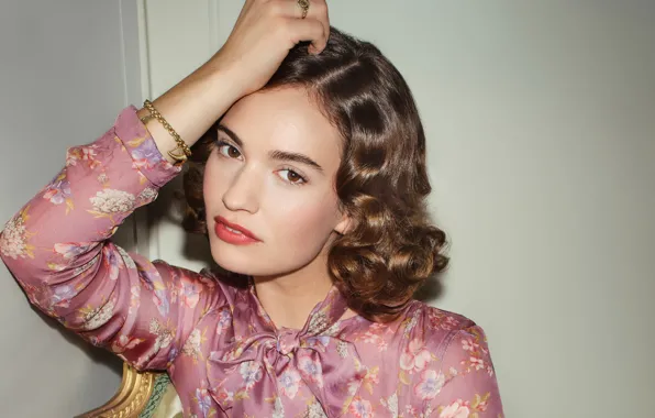 Look, girl, actress, blouse, beautiful, Vogue, Lily James