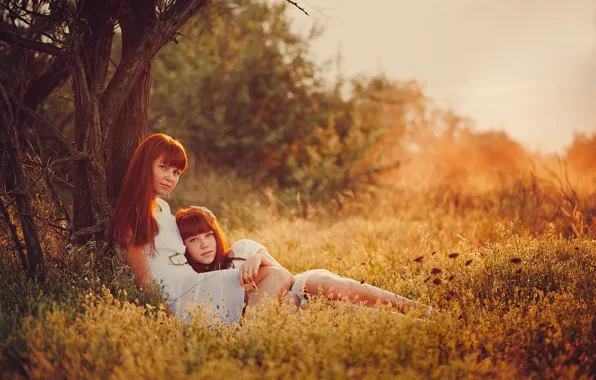 Summer, nature, family, mom, daughter