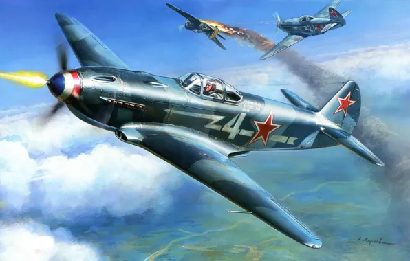 Picture the plane, one, fighter, air, was, it, Soviet, single-engine