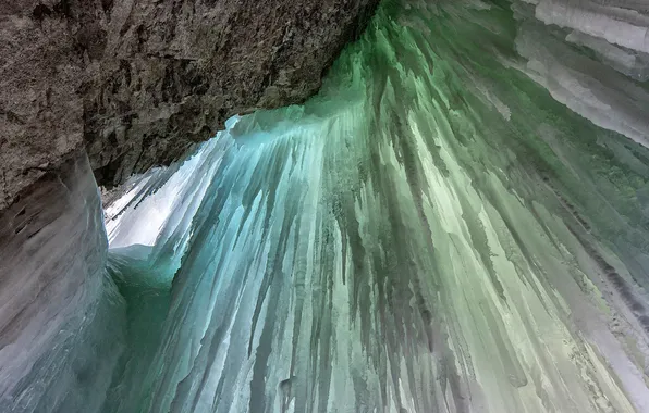 Ice, rock, waterfall, icicles, Canada, Albert, Banff National Park