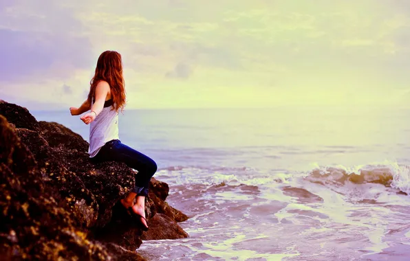 Picture sea, girl, background