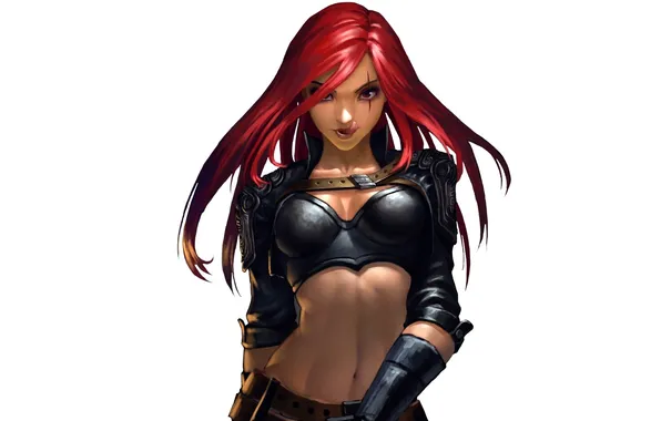 Erotic, look, background, art, League of Legends, Katarina, red hair, LoL
