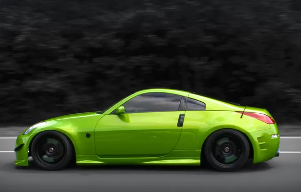 Green, tuning, speed, nissan, 350z