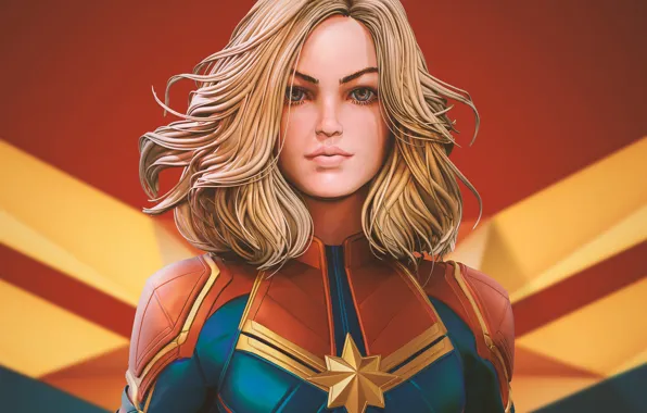 Wallpaper look, girl, Marvel, Captain Marvel