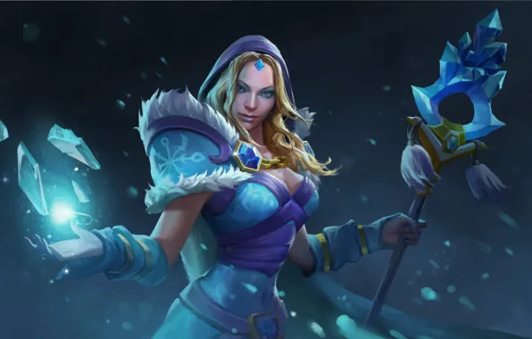 Ice, Art, Staff, Crystals, Crystal Maiden, Dota 2, DotA 2, Artwork