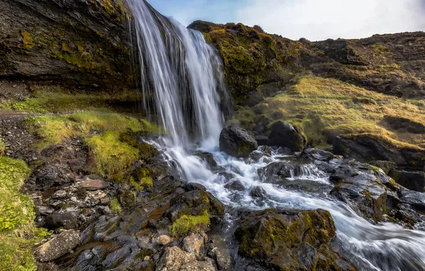 Stones, Iceland, River, Waterfalls, Selvallafoss
