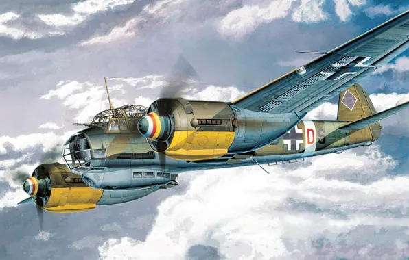Picture Germany, art, bomber, the plane, multipurpose, Junkers, Luftwaffe, The second World war