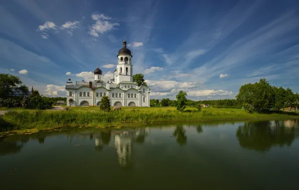 Picture water, landscape, nature, Pskov oblast, Yuri Kulakov, Krypetskoy Monastery