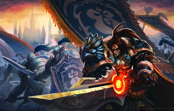 Armor, Flag, Sword, Knights, King, Wowrld of warcraft, Varian Rin