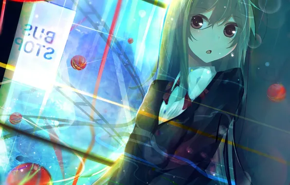 Picture girl, ball, anime, art, form, schoolgirl, nmaaaaa