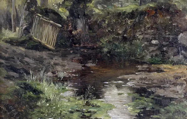 Landscape, nature, picture, Carlos de Haes, The river in Pont Aven