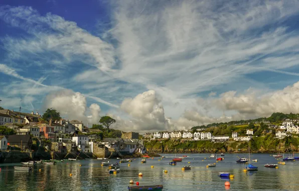 Picture England, home, boats, harbour, Cornwall, Fowey