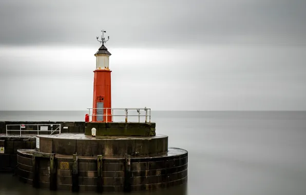 Sea, the sky, lighthouse, horizon, calm