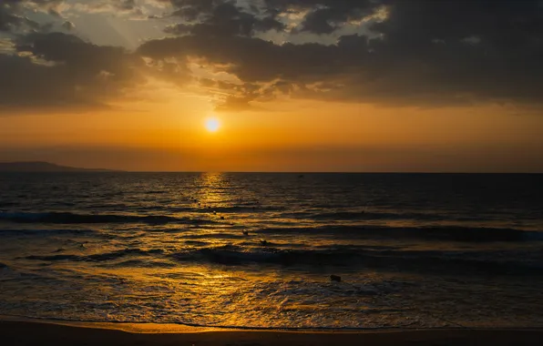 Sea, wave, Sunset, the evening, horizon, Nikolov Andriyan