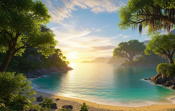 Tropics, Wallpaper, shore, art, wallpaper, coast, art, tropics