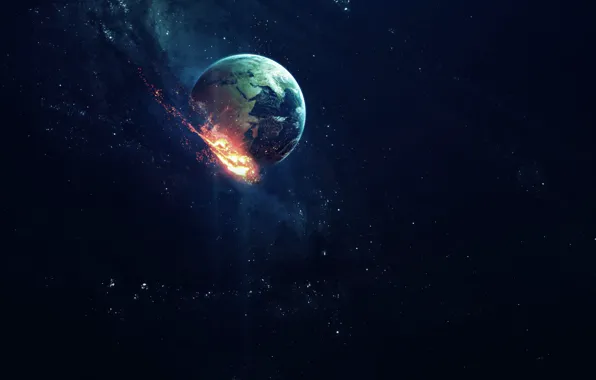 Stars, Comet, Planet, Space, Earth, Apocalypse, Art, The end
