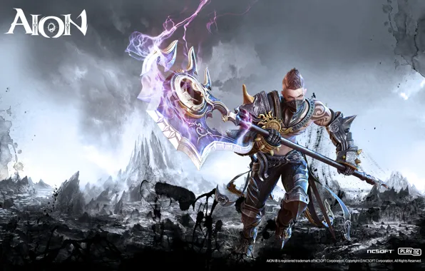 The sky, rocks, mask, Aion, NCSOFT, Gladiator