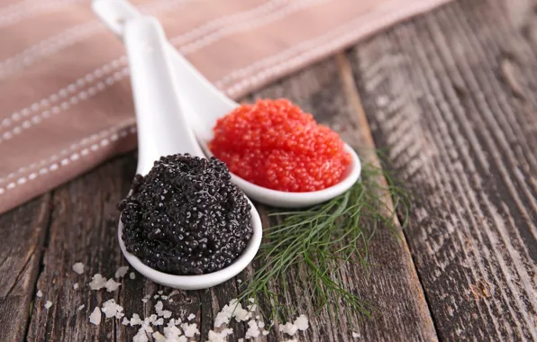 Picture caviar, spoon, caviar, seafood