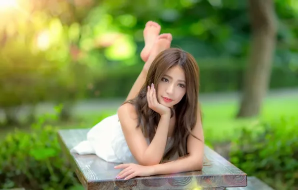 Picture girl, background, Asian