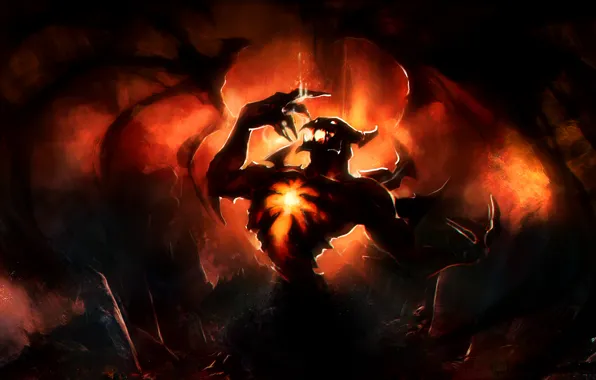 Wings, the demon, art, dota 2, Shadow Fiend, GemmaQw, Nevermore