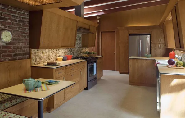 Design, interior, kitchen, retro style, dining room, dining area, by Craftsman design and renovation, Mid-century …